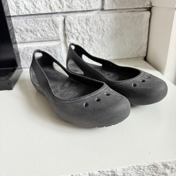 Crocs Women's Kadee Slip On Comfort Rubber Ballet Flats Black - Size 8 - Picture 1 of 7